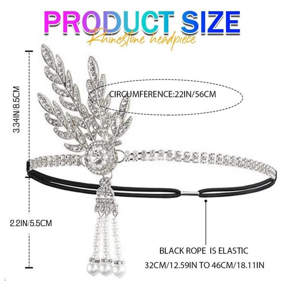 1920s Flapper Headband Pearl Rhinestone Headpiece Bridal Hair Accessory main image 6